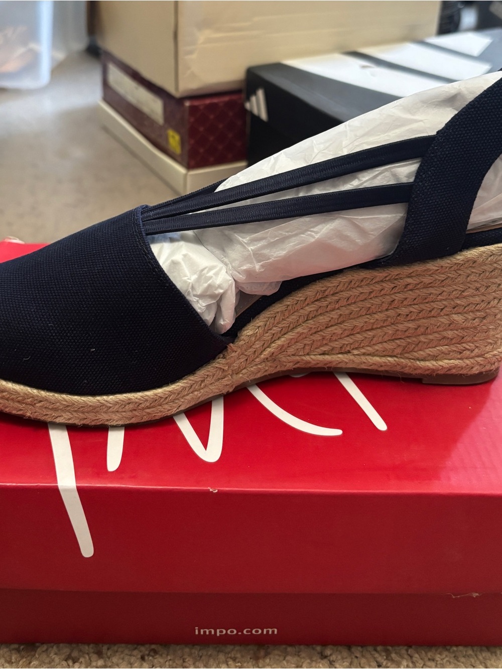 Impo International TAEDRA Espadrille Stretch Platform Wedge, Midnight Blue